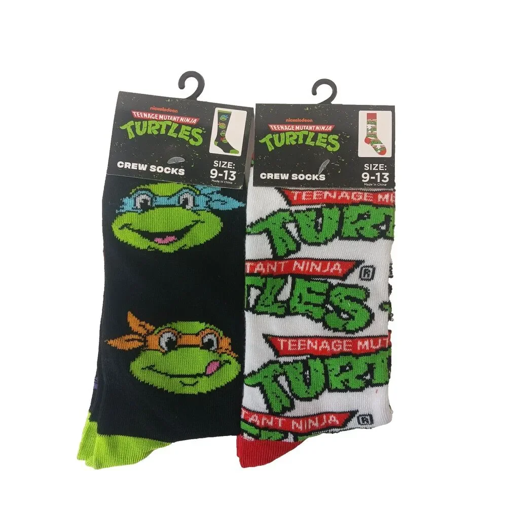 Teenage Mutant Ninja Turtles TMNT 2-pair Cartoon Mens Size 6-12 Crew Socks NWT